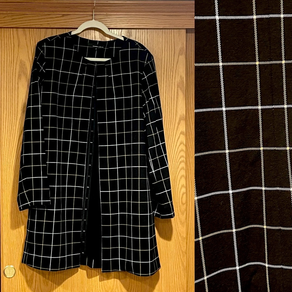 Amanda + Chelsea Collarless Blazer Dress Jacket, Black, Sz 2X